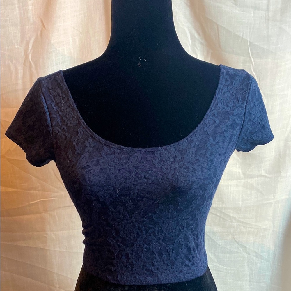 Abercrombie & Fitch Navy Lace Crop Top